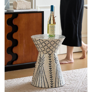 Low MOQ Modern Mother of Pearl <b>Round</b> Side <b>Table</b> <b>Bedside</b> Nightstand for Home Hotel Use from Vietnam Factory - Product Image 5