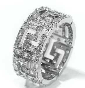 Anillo Unisex de Plata 925 con Moissanita Creada en Laboratorio, Chapado en Rodio, Estilo Hip Hop, para Fiestas y Bodas, Diseño Personalizable de la India - Product Image 1