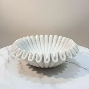 Bols décoratifs classiques en marbre blanc naturel pour mariage et fête, 100 % faits à la main, pour fruits, bijoux, onyx, travertin, style moderne - Product Image 4