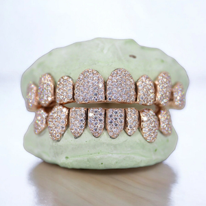 Juego Completo de Grillz Dentales de Plata Chapada en Oro de 18K con Moissanita de Corte Brillante, Estilo Hiphop, Unisex, para Fiesta, RAHA EXPORT RJ363 - Product Image 2
