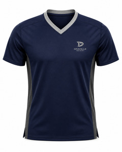 Chemise d'entraînement d'arts martiaux unisexe bleu marine à col en V, respirante, en polyester, à manches courtes, uniforme - Product Image 1