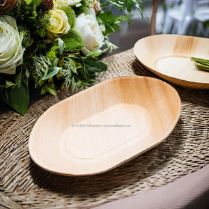 Bandeja de hoja de palma desechable ovalada sostenible ecológica de 13 pulgadas, placa compostable para acampar - Product Image 3