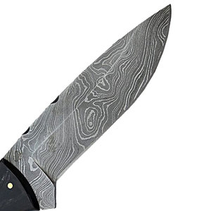 Cuchillo de caza para exteriores hecho con hoja de acero de Damasco y mango resistente para camping, supervivencia y uso diario. - Product Image 3