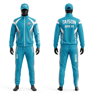 Premium 320 GSM Polyester Spandex Softball <b>Tracksuit</b> Teal <b>White</b> Panel Design Sublimation Custom Logo Athletic Set - Product Image 1
