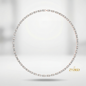 Collar de cadena tipo tenis de plata con diamantes cultivados en laboratorio, chapado en oro, brillo atemporal, elegante, moderno, de lujo, para compromiso - Product Image 3