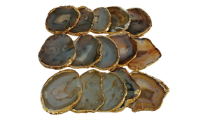 Natural Gemstone Brown <b>Agate</b> <b>Coaster</b> with Golden Plating Handmade <b>Agate</b> <b>Coasters</b> Buy <b>Agate</b> Slices Online From Amayra Crystals - Product Image 4