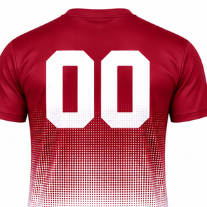 T-shirt de sport à sublimation dégradé rouge cramoisi et blanc pour homme, manches courtes, col rond, imprimé personnalisé, performance sportive - Product Image 4