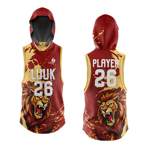 Jersey Personalizado sin Mangas con Capucha para Fútbol Americano 7v7, Estampado de León Rojo y Dorado, Sublimado, de Secado Rápido, Unisex, para Adultos, Ropa de Equipo 7v7 - Product Image 1