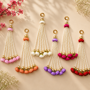 Guirlandes de fleurs artificielles décoratives faites à la main en Inde, avec pompons perlés en forme de lotus, bourgeons de lotus, pour mariage, décoration de fête à domicile. - Product Image 1