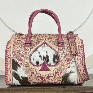 Ensemble de 3 sacs de voyage assortis en cuir de vachette fleuri rose, style Speedy, prix d'usine en gros, pour femmes - Product Image 3