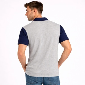 Chemise décontractée respirante pour homme à manches courtes en polyester tricoté coupe classique imprimé numérique bleu gris - Product Image 4