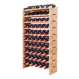 Porte-bouteilles en bois de pin pour 60 bouteilles, sur pied, hauteur bar, vente en gros Inde - Product Image 1