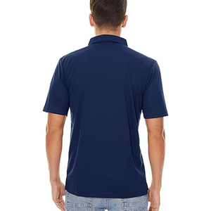 Men's Navy <b>Blue</b> Short Sleeve Pique <b>Polo</b> <b>Shirt</b> Casual Solid Button Collar Top Regular Fit - Product Image 2