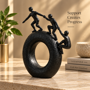 Sculpture Moderne Abstraite en Aluminium, Figurine Humaine Circulaire Noire, Écologique, Décoration Artistique pour Table de Salon - Product Image 3