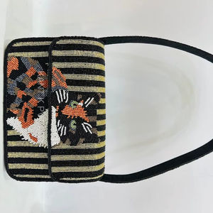 Pochette de soirée traditionnelle indienne pour femme avec broderie et perles, fermeture éclair, sac à main - Product Image 1