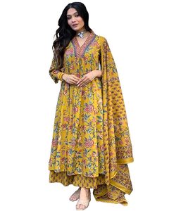 Kurta Anarkali imprimé en rayonne viscose pour femme avec palazzo et dupatta - Product Image 4