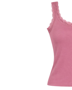 Camisola de Algodón Personalizada para Mujer, Color Rosa Empolvado, con Ribete de Encaje, Corte Ajustado, Sin Mangas, Estilo Casual de Verano, Suave, Transpirable y Básico - Product Image 2