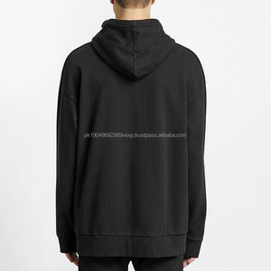 Sweat à capuche 100% coton avec logo personnalisé pour homme Sweat à capuche vierge avec fermeture éclair et épaules tombantes Pull oversize Sweat à capuche homme lourd - Product Image 5