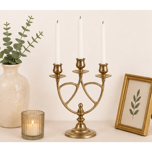 Luxury 3 Arm <b>Brass</b> Candelabra Triple Candle <b>Holder</b> Antique Gold Metal <b>Candlestick</b> Stand Wholesale for Wedding Event Table Decor - Product Image 6