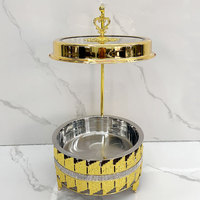 Plat de service de luxe doré en acier inoxydable 10L avec couvercle suspendu pour buffet traiteur et réchaud de fête hôtelière