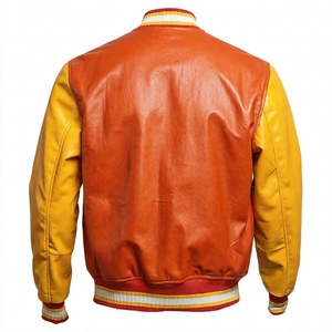 Chaqueta Bomber Varsity Personalizada de Lana, Impermeable, de Secado Rápido, con Capucha, Estilo Vintage para Hombre, Color Naranja Amarillo, Chaqueta Deportiva de Secundaria - Product Image 1