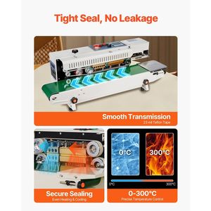 เครื่องซีลถุงแบบต่อเนื่อง ควบคุมอุณหภูมิแบบดิจิตอล ความกว้างการซีล 0.24-0.47 นิ้ว/6-12 มม. เครื่องซีลแบบแนวนอนสำหรับ C - Product Image 4