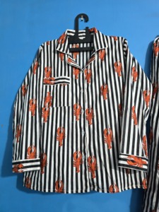 Lobuster Block Print Cotton <b>Pajama</b> Set for Women | Handcrafted Indian Striped Night <b>Suit</b> - Product Image 4