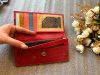 Dompet wanita kulit bulu motif hewan daur ulang buatan tangan asli dompet multifungsi warna pelangi gemuk bergaya dompet tempat kartu ATM