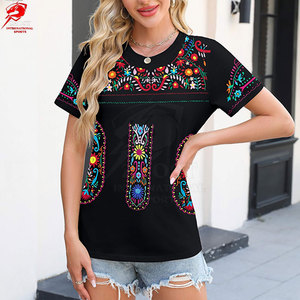 High Quality Custom Design Soft Cotton Embroidery Detail Elegant Fashion Wear Women Embroidery T <b>Shirts</b> - Product Image 3