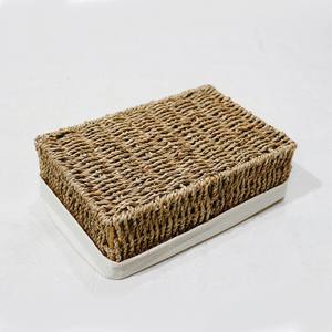 Handmade Woven Seagrass Storage <b>Basket</b> Set with Fabric Liner Household Bin - Product Image 6