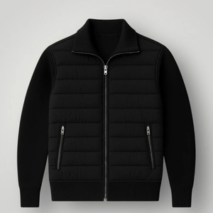 Men's <b>Light</b> Gray Woolen Stand Quilted Puffer <b>Jacket</b> Zipper Closure <b>Waterproof</b> Quick Dry Breathable Windproof Casual Winter - Product Image 2