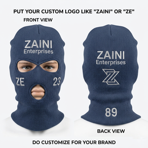 หน้ากากบาลาคลาวาเด็กแบบยูนิเซ็กซ์ ผ้าถักสแปนเด็กซ์/โพลีเอสเตอร์ 320 GSM กันน้ำ สีน้ำเงินกรมท่า แบบสามรู ปักลายสำหรับเล่นกีฬา - Product Image 1