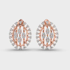 IGI Certified Lab Grown Diamond Round Halo Stud <b>Earrings</b> 14K Yellow / White / Rose Gold Multi-Row Designer Cluster <b>Earrings</b> - Product Image 5