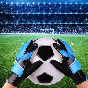 Lightweight Unisex Full Finger Thick Palm Leather Football Goalkeeper Gloves <b>Hook</b> Loop Closure For Club Training - Product Image 5