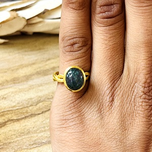 Nouvelle Arrivée Bagues en Agate Mousse Bohème en Laiton pour Femme Plaqué Or 18K Bande Torsadée Bijoux Naturels Vente en Gros/OEM/ODM - Product Image 5