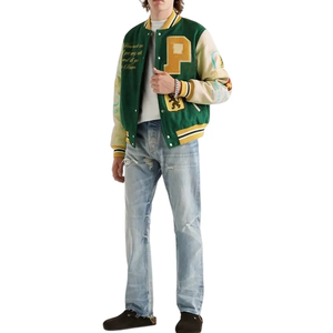 เสื้อแจ็คเก็ตเบสบอลแบบ Letterman สำหรับผู้ชาย สไตล์วาร์ซิตี้ บอมเบอร์ ทีมมหาวิทยาลัย สตรีทแวร์ ปักลายลำลอง เสื้อนอกลำลอง - Product Image 1
