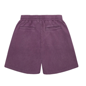Shorts de survêtement vierges pour hommes, personnalisables OEM, en molleton épais délavé au soleil, avec taille élastique et cordon de serrage à embout métallique, pour le sport et les loisirs - Product Image 2