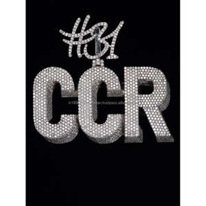 Real VVS Lab Grown Diamonds Hombres 3D Carta Colgante Letras o Números Personalizados Real Sólido 925 Plata Rodio Plateado - Product Image 1