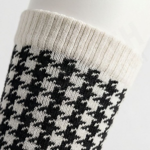 Crew Socks Houndstooth Pattern Black White Breathable Knitted Adult Casual Style Regular Fit - Product Image 4