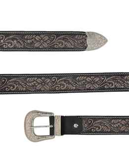 Ceinture de cowboy western haut de gamme en cuir de vache pour homme – Motif géométrique gaufré, boucle argentée gravée, robuste, personnalisable, style vintage - Product Image 3
