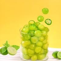Bonbons gélifiés moelleux fourrés au jus de fruit, saveur citron vert, bonbons pelables, fournisseur de collations pour fêtes d'enfants