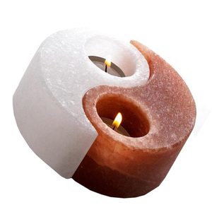 Porte-bougie à la cire de bougie en sel de l'Himalaya, écologique, design Yin Yang, forme circulaire sculptée, décoration Feng Shui pour la maison - Product Image 3