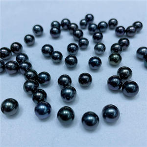 Perles de Tahiti noires presque rondes de 8-9 mm, perles de mer, forte luminosité, micro défauts, perles en vrac faciles à travailler - Product Image 2