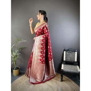 Sari de Seda Lichi Banarasi Vaishali - Bufandas y Chales Étnicos - Product Image 3
