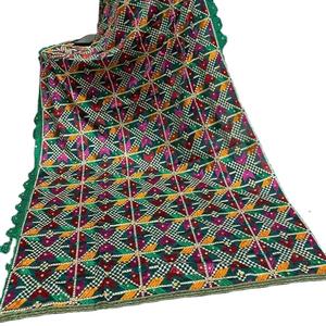 Luxury Indian Banjara <b>Shawl</b> for Women Antique Handmade Silk Gotta Mirror Work <b>Embroidered</b> Long Scarf for Adults-AM IMPEX - Product Image 2