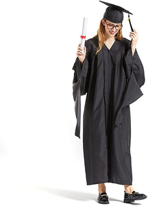 Vestido de Graduación Negro para Mujer con Birrete y Diploma para Ceremonia, Ropa de Actuación para Adultos, 100% Poliéster - Product Image 4