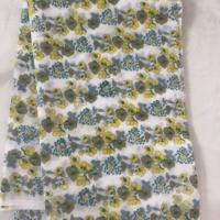 Tissu Bohème Léger et Doux en Coton Peigné 100% Tricoté, Imprimé Floral Jaune au Bloc, pour Robes et Hauts Femme, Fille, Garçon