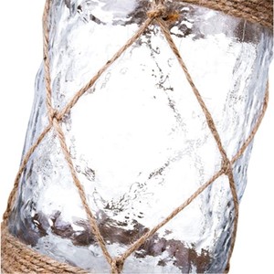 Jarrón de Vidrio Transparente con Diseño Martillado y Red de Cuerda de Yute, Centro de Mesa Rústico para Bodas, Florero Cilíndrico Texturizado, Decoración de Mesa - Product Image 6