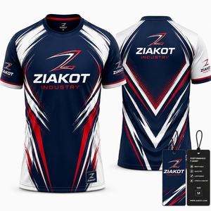 ZIAKOT industry New design Men's Custom Navy Gray-White Performance <b>T</b>-<b>Shirt</b> - Product Image 2