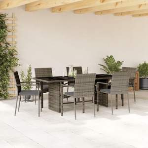 Conjunto de Comedor Grande para Jardín de Poliratán Gris con Fundas Extraíbles - Product Image 1